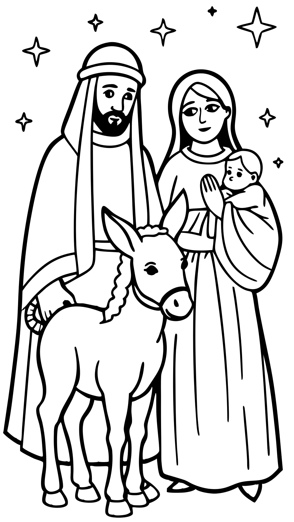 Página para colorear de Mary y Joseph